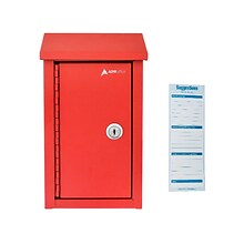 AdirOffice Heavy-Duty Drop Box Mailbox with Suggestion Cards, Large, Red (631-11-RED-PKG)