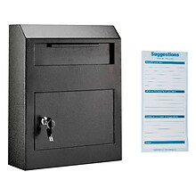AdirOffice Heavy-Duty Secured Safe Drop Box Mailbox with Suggestion Cards, Black (631-07-BLK-PKG)