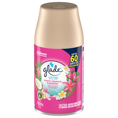 Glade Air Freshener Automatic Spray Refill, Exotic Tropical Blossoms Scent, 6.2 Oz., 4/Pack (318296)