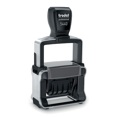 Trodat Professional 5440/4L 5-in-1 Message and Date Stamp, Self-Inking, 1.13" x 2", Blue/Red