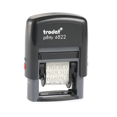 Trodat Printy 4822 12-Message Stamp, Self-Inking, 0.38 x 1.25, Red ink