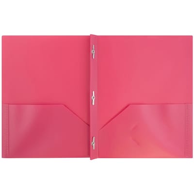 JAM Paper 2-Pocket Plastic Folders with Fastener Clasps, Multicolored, Assorted Primary Colors, 6/Pack (382ECbgypofu)