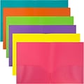 JAM Paper Plastic POP 2-Pocket Presentation Folder, Multicolored, Assorted Colors, 6/Pack (383EFassr