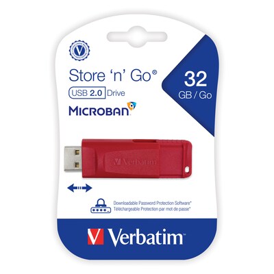 Verbatim Store n’ Go 32GB USB Flash Drive, Red (96806)
