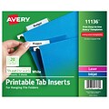 Avery Hanging File Folder Tab Inserts, 5-Tab, White, 100/Pack (11136)