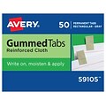 Avery Rectangle Gummed Tabs w/ Reinforced Cloth, 0.44, Gray, 50/Box (59105)