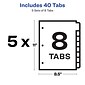 Avery Index Maker Print & Apply Label Paper Dividers for Copiers, 8 Tabs, White, 5 Sets/Pack (11422)