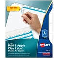 Avery Index Maker Print & Apply Label Paper Dividers for Copiers, 5 Tabs, White, 5 Sets/Pack (11421)