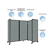 Versare The Room Divider 360 Freestanding Mobile Partition, 72H x 234W, Charcoal Gray Fabric (1172