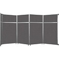 Versare Operable Wall Clamp Mount Folding Room Divider, 101.25H x 187W, Charcoal Gray Fabric (1070