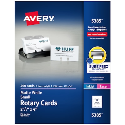Avery Rotary Cards, White, 400/Box (5385)