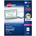 Avery Postcards, Matte White, Print to the Edge, 4 x 6, Laser, 80/Pack (05889)