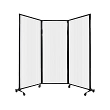 Versare QuickWall Freestanding Folding Portable Partition, 80 x 100, Opal Fluted Polycarbonate (18