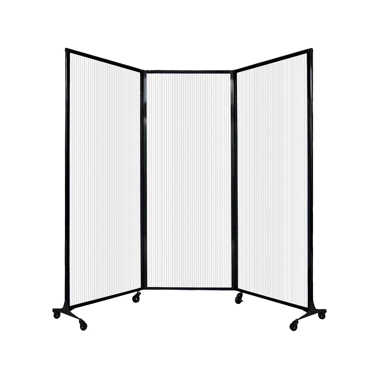 Versare QuickWall Freestanding Folding Portable Partition, 80 x 100, Opal Fluted Polycarbonate (1821224)
