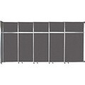 Versare Operable Wall Clamp Mount Sliding Room Divider, 101.25H x 187W, Charcoal Gray Fabric (1072