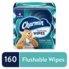 Charmin Flushable Wipes, White, 40 Sheets/Pack, Pack of 4 (79619)