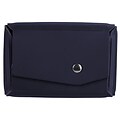 JAM Paper® Italian Leather Business Card Holder Case with Angular Flap, Navy Blue, Sold Individually