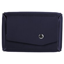 JAM Paper® Italian Leather Business Card Holder Case with Angular Flap, Navy Blue, Sold Individually