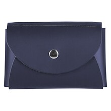 JAM Paper® Italian Leather Business Card Holder Case with Round Flap, Navy Blue, Sold Individually (