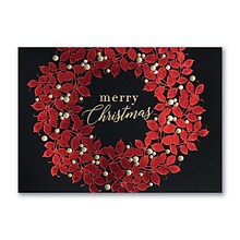 Custom Merry Wreath Cards, with Envelopes, 7 7/8 x 5 5/8 Holiday Card, 25 Cards per Set
