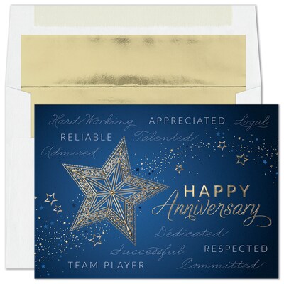 Custom Star Celebration Cards, with Envelopes, 7 7/8" x 5 5/8" Anniversary Card, 25 Cards per Set