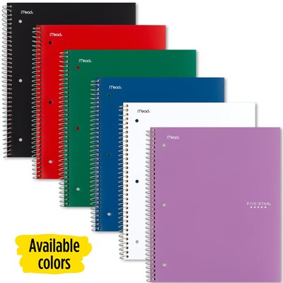 Five Star 5-Subject Subject Notebooks, 8.5" x 11", College Ruled, 200 Sheets, Each (06112/06208)