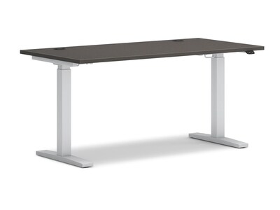 HON Mod 60W Rectangular Adjustable Standing Desk, Slate Teak/Nickel (HLPLRW6030CONHATSL1)