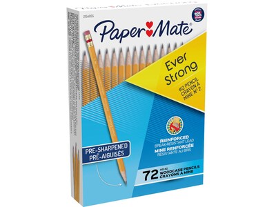 Paper Mate EverStrong Erasable Woodcase Pencil, Black, 72/Box (2154955)