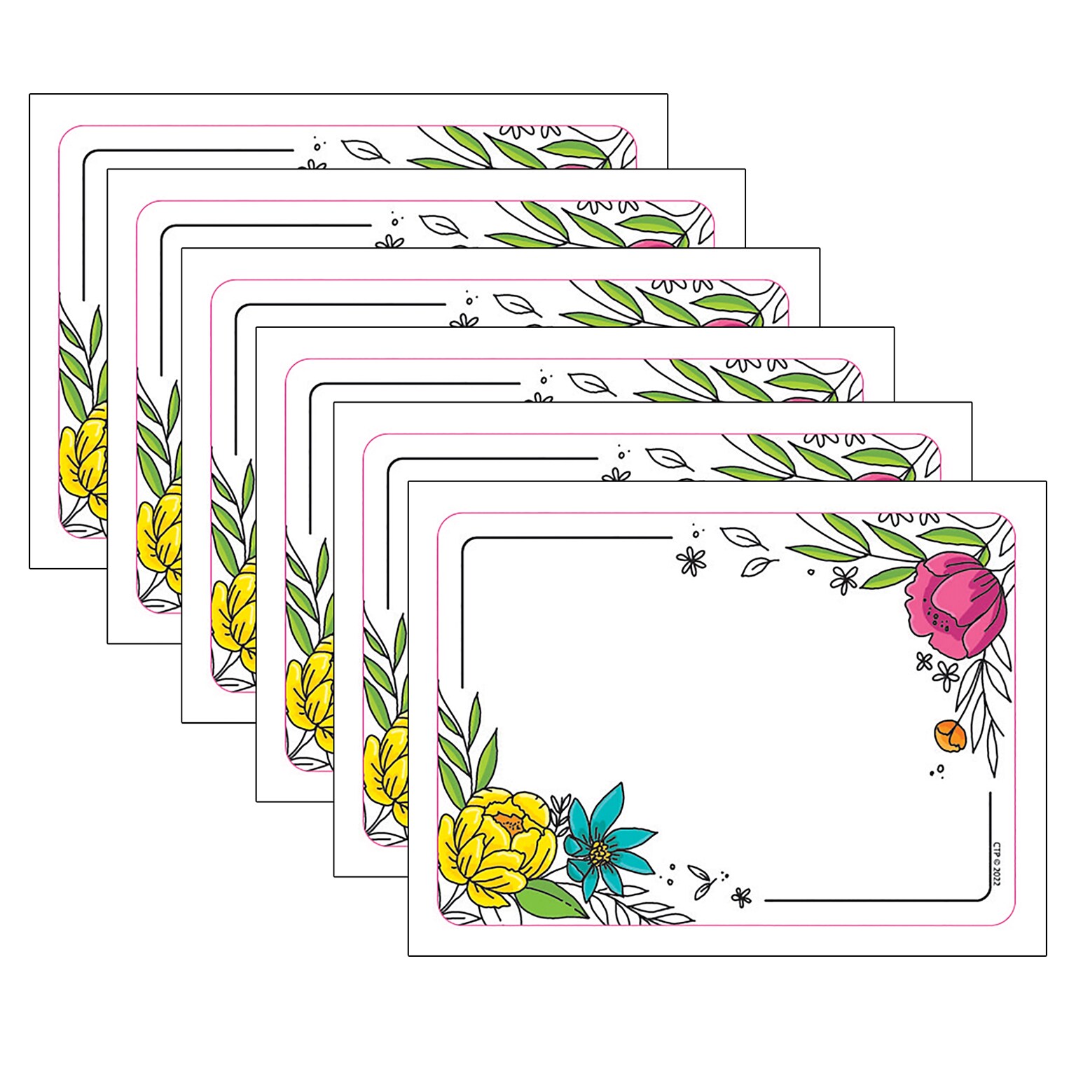 Creative Teaching Press® Self-Adhesive Bright Blooms Doodly Blooms Labels, 3.5 x 2.5, 36 Per Pack, 6 Packs (CTP10693-6)
