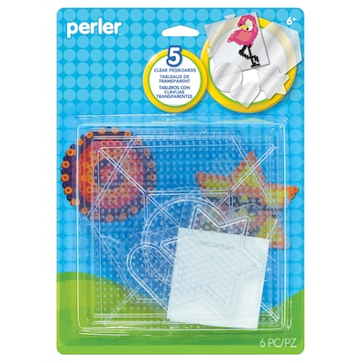 Perler Small & Large Basic Shapes Clear Pegboards for Fuse Beads, Pack of 5 (PER8026082)