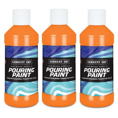 Sargent Art  Acrylic Pouring Paint, Orange, 8 oz., Pack of 3 (SAR268414-3)