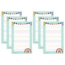 Teacher Created Resources® Oh Happy Day Notepad, 5.25 x 8.25, 50 Sheets Per Pack, Pack of 6 (TCR90