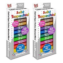 Kwik Stix  Solid Tempera Paint, 12 Assorted Metalix Colors Per Pack, 2 Packs (TPG614-2)