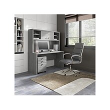 Bush Business Furniture Echo Credenza Desk with Hutch and Mobile File Cabinet, Modern Gray (ECH006MG