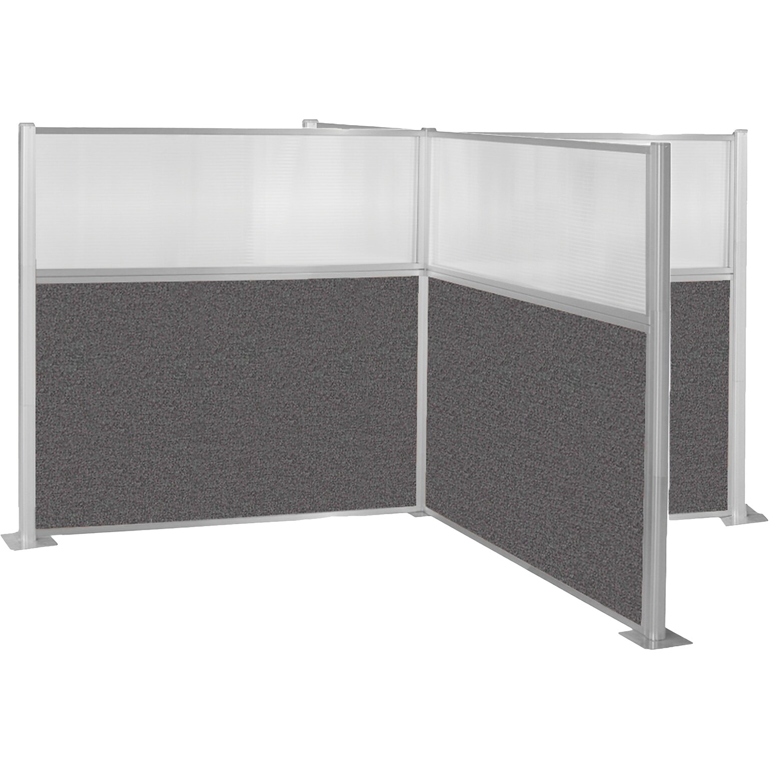 Versare Freestanding Hush Cubicle Kit with Windows, 6H x 12W, Charcoal Gray/Clear Fabric/Polycarbonate (1851602)