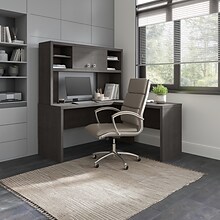Bush Business Furniture Echo 60W L Shaped Desk with Hutch, Charcoal Maple (ECH031CM)