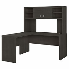Bush Business Furniture Echo 60W L Shaped Desk with Hutch, Charcoal Maple (ECH031CM)