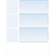 Blank Laser Wallet Check, 1 Part, 8 1/2 x 11, Blue, 500 Checks/Pack