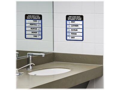 Excello Global Products Employees Must Wash Hands Indoor Wall Sign, 5" x 7", Multicolor, 2/Pack (EGP-HD-0171-S)
