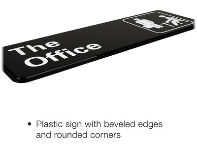 Excello Global Products The Office Indoor/Outdoor Wall Sign, 9" x 3", Black/White, 2/Pack (EGP-HD-0064-S)