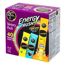 4C Energy Rush Sugar Free Drink Mix with Taurine Variety Pack 40CT (220-02037)