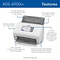 Brother ADS-4900W Duplex Document Scanner, White/Black