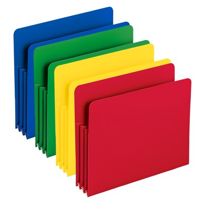 Smead Heavy Duty Poly File Pockets, 3-1/2" Expansion, Letter Size, Assorted Colors, 4/Box (73500)