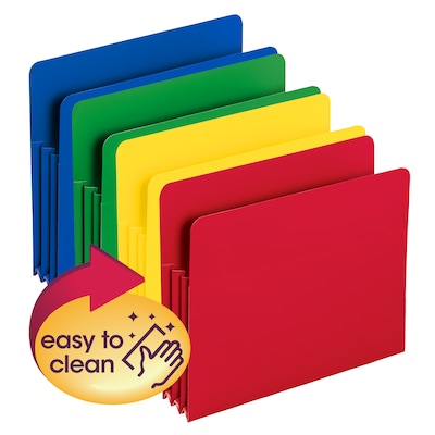 Smead Heavy Duty Poly File Pockets, 3-1/2 Expansion, Letter Size, Assorted Colors, 4/Box (73500)