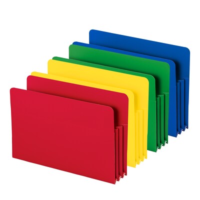 Smead Heavy Duty Poly File Pockets, 3.5" Expansion, Legal Size, Assorted, 4/Box (73550)