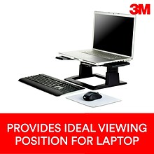 3M Adjustable Laptop Stand, Black, 2 in. of Height Adjustment, Compatible with Docking Stations (LX5