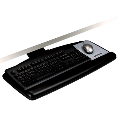 3M Knob Adjust Keyboard Tray, 25.5 x 12 Wood Platform, 17 Track, Black, Wrist Rest and Mouse Pad(AKT60LE)