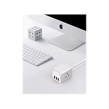 LAX Gadgets 3-Outlet 3-USB Port Surge Protector, 5, White (OUT3X3WH)