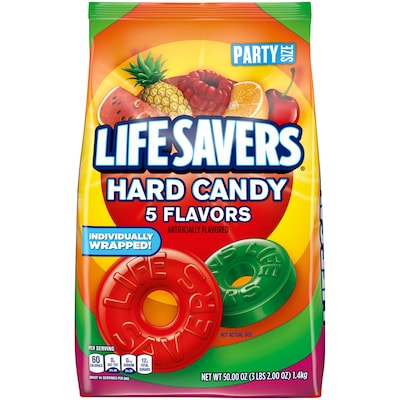 LIFE SAVERS 5 Flavors Hard Candy, Party Size, 50 oz Bulk Candy Bag (WMW28098)