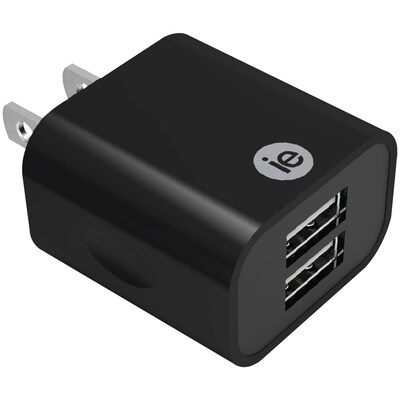 iEssentials Dual USB Wall Charger, 2.4-Amp, Black, (IEN-AC22A-BK)